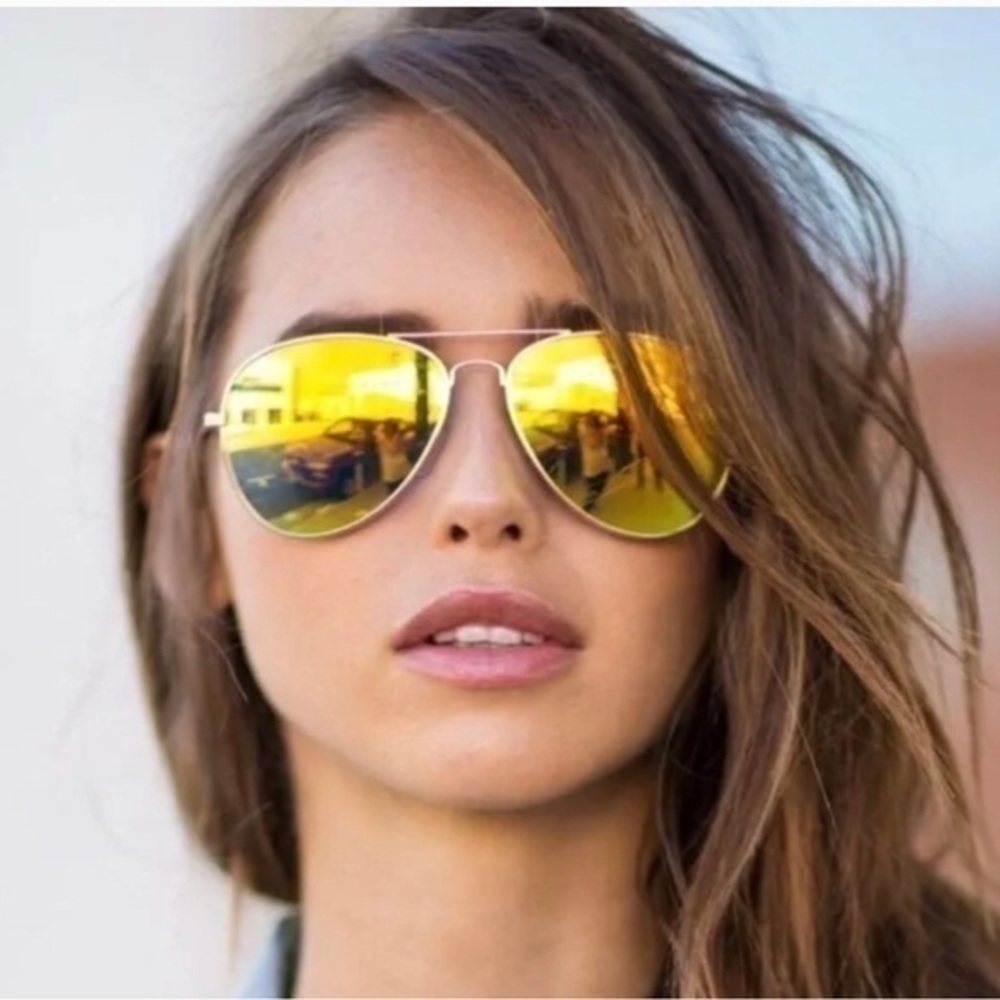 Ray-Ban Aviator Flash Lenses  Burnt Orange Mirror Large Metal  Sunglasses